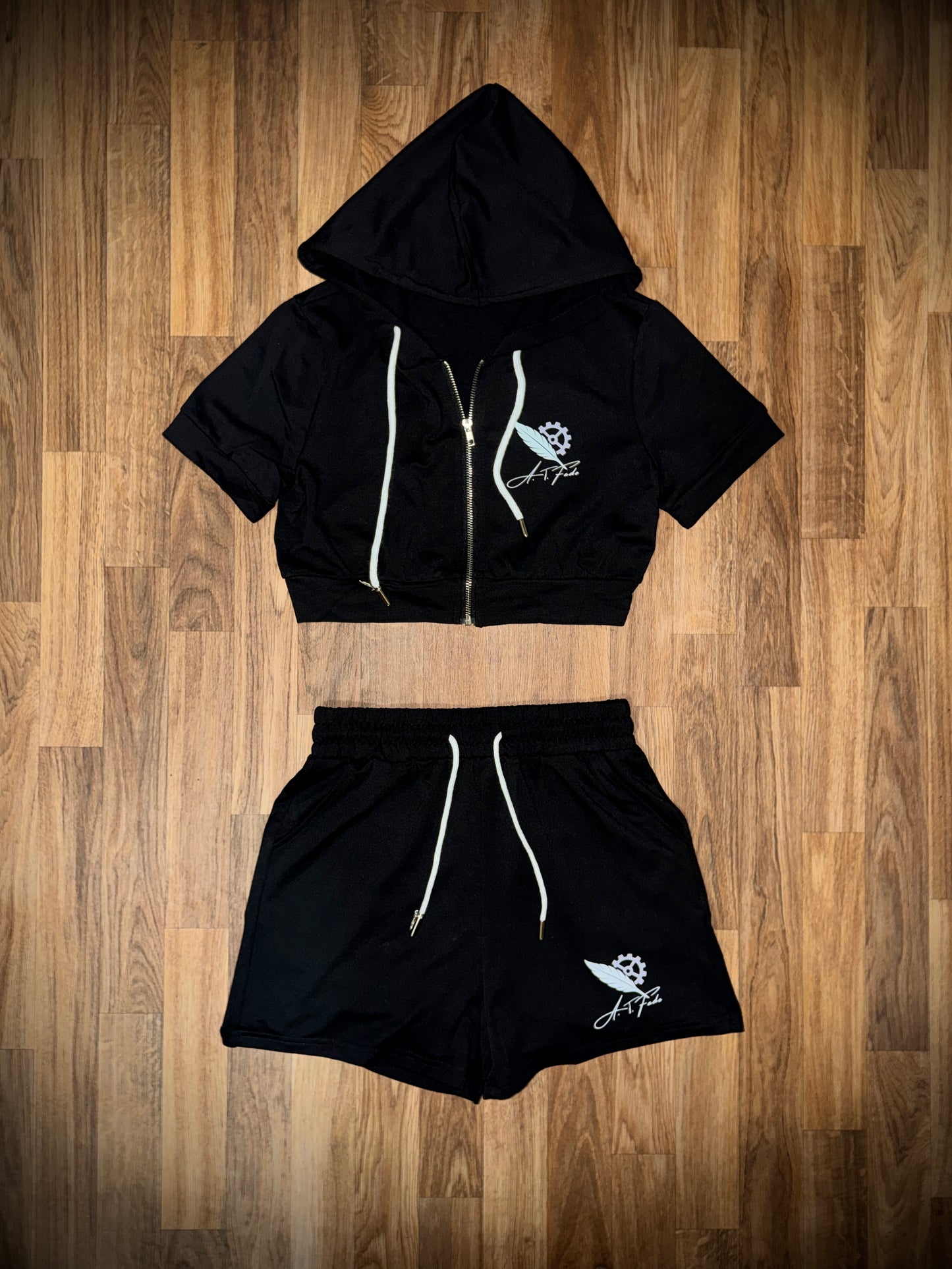 Croptop Hoodie shorts set
